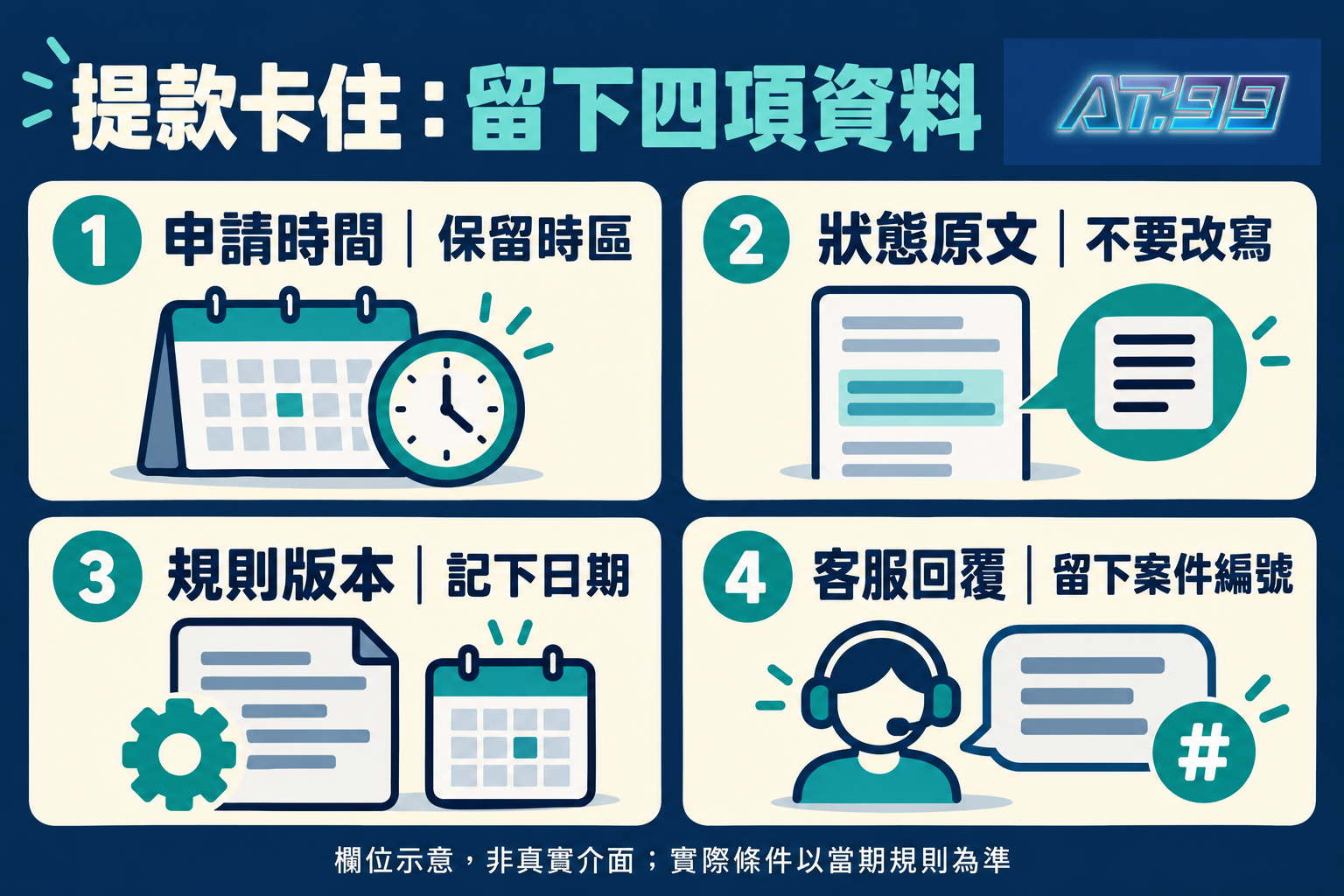 提款卡住：留下四項資料，閱讀示意